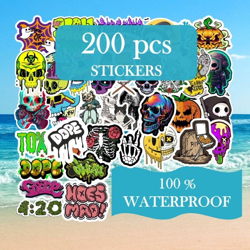 

(200 pcs) STIKER PACK WATERPROOF | isi 200 murah anti air aesthetic keren untuk helm laptop tumbler