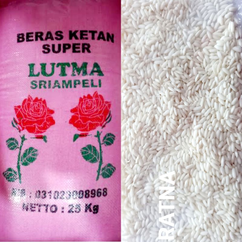 

BERAS KETAN PUTIH PREMIUM 1 kg (ASLI) DUA MAWAR LUTMA SRIAMPELI