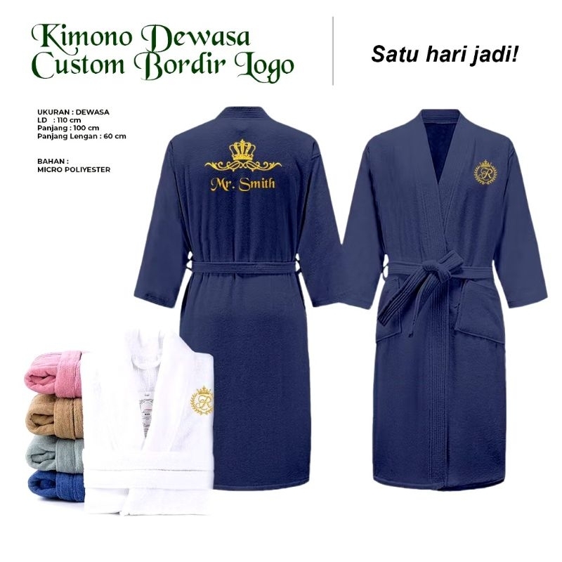 Handuk Kimono Bordir Logo Salon,Klinik,Kado, Bahan Micropolyester/Kimono Bordir Logo