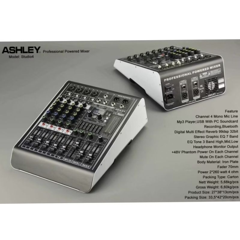 Mixer Power ASHLEY STUDIO 4 TERBARU ORIGINAL, MIXER 4ch