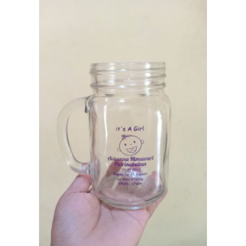 Souvenir Pernikahan Gelas Jar Sablon