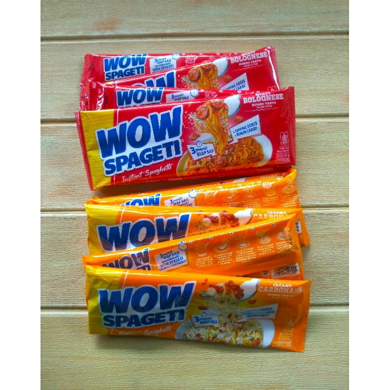 

Wow Spageti (instant spaghetti) 84 gram +topping & bubuk cabai