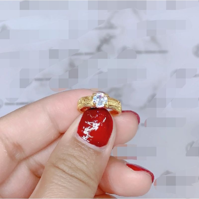 Cincin Anak permata lapis emas 24k anti karat anti luntur