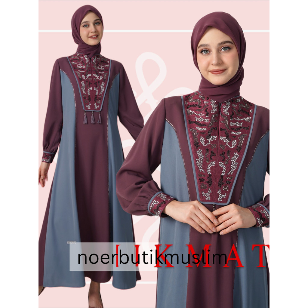 Hikmat fashion original A7833 Abaya Hikmat Terbaru 2024 Ori noerbutikmuslim
