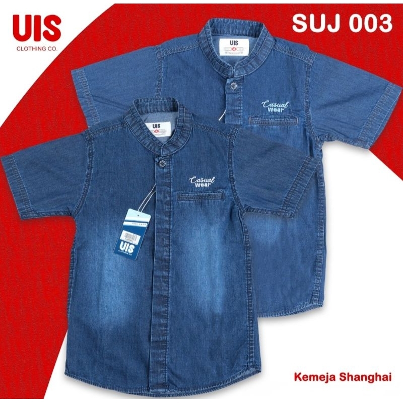 Kemeja Jeans Anak Shanghai, UIS Kemeja Shanghai SUJ 003 , Kemeja Pendek Jeans anak