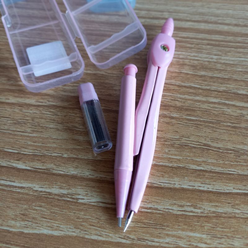 

Jangka drawing compass 1 set pensil pink biru