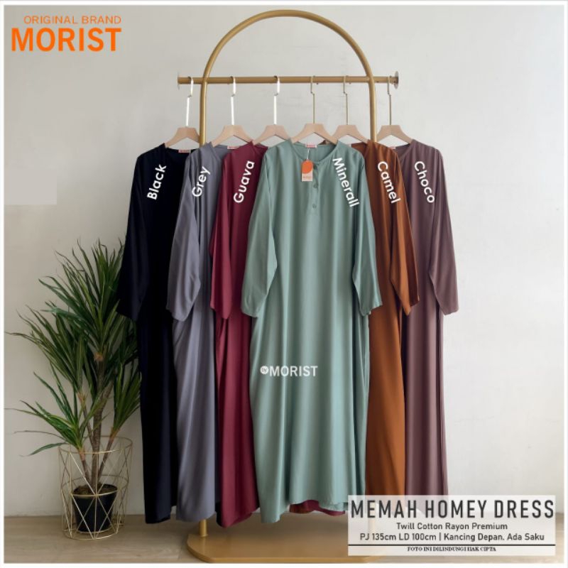 Memah Homedress Gamis Polos Jumbo Allsize Busui Premium Catton Rayon Original Ori Morist Berlabel