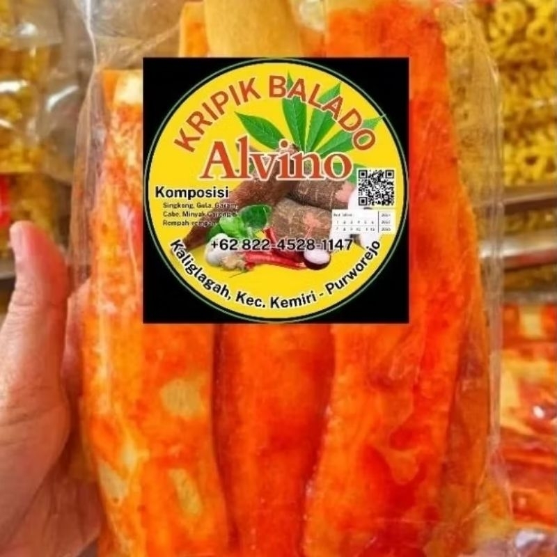 

Kripik Balado Alvino 1kg keripik singkong sanjai Padang pedas manis gurih