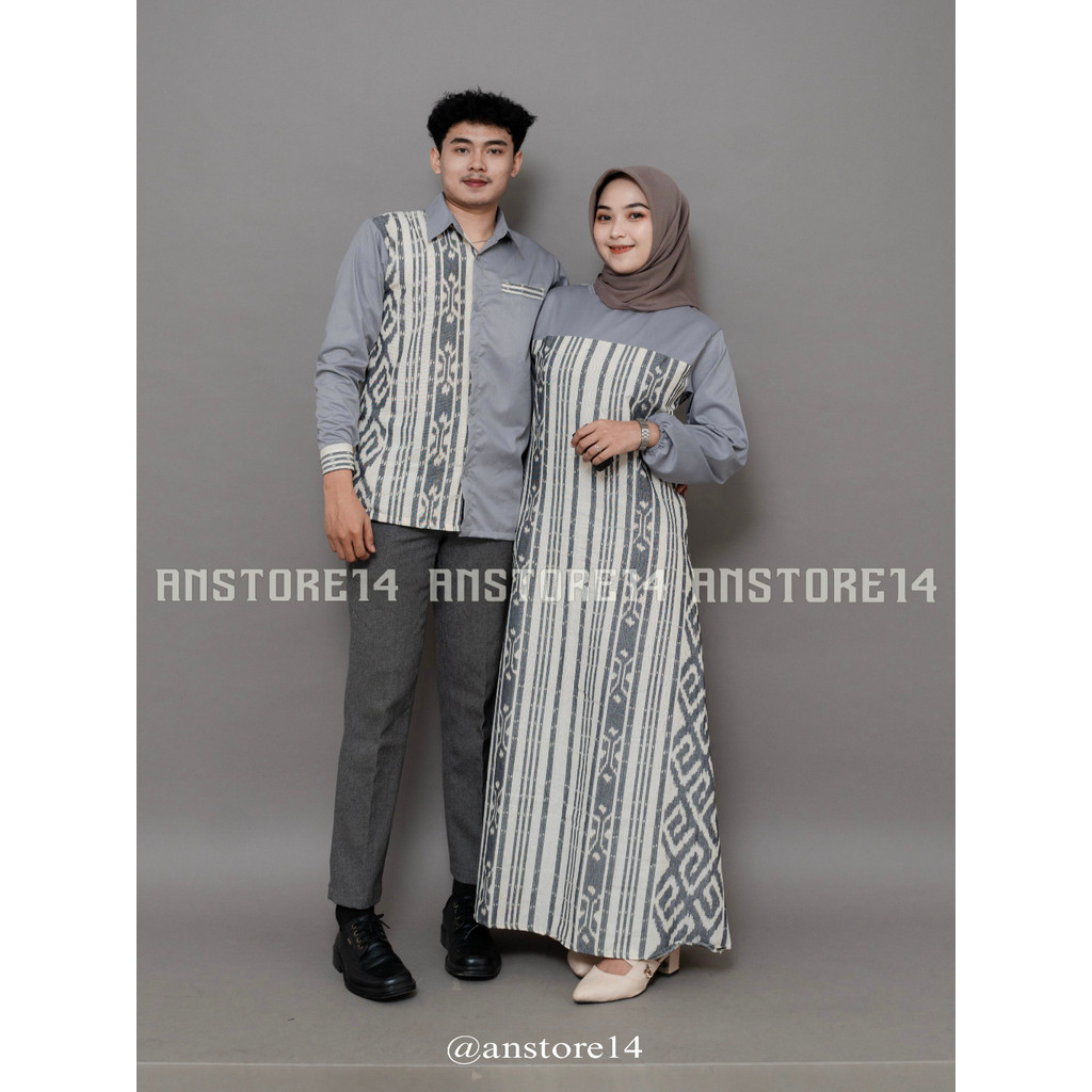 ANSTORE14 - BAJU TENUN COUPLE SHASYA PUTIH - DRESS TENUN COUPLE KONDANGAN PREWEDDING