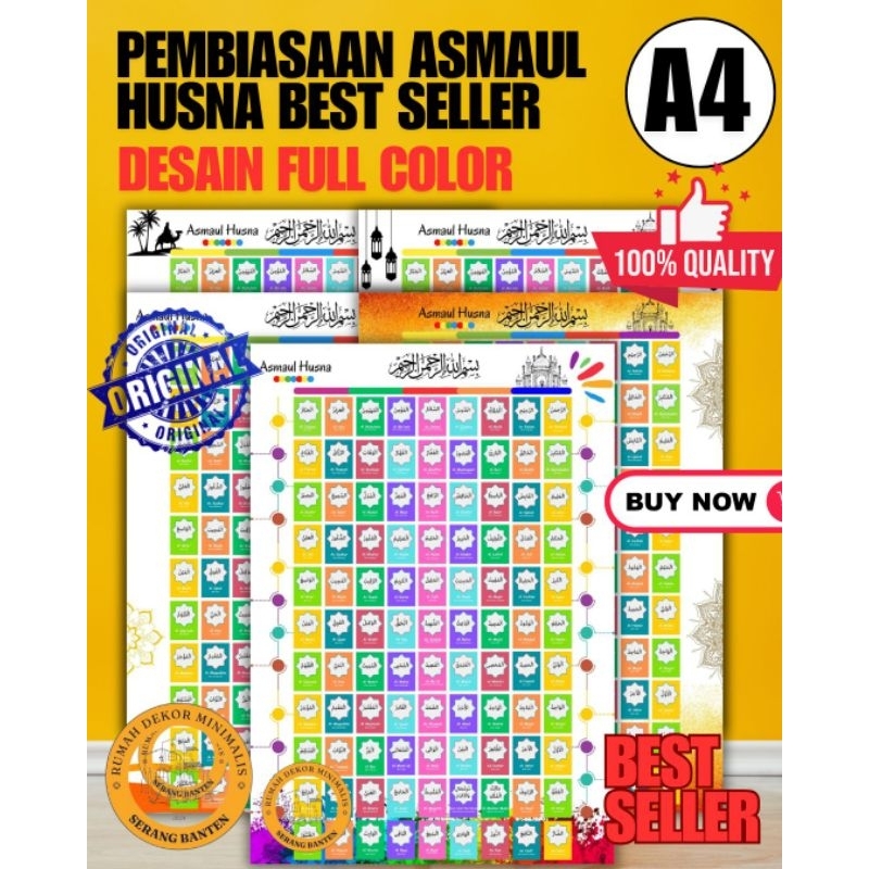 

PEMBIASAAN ASMAUL HUSNA/BACAAN ASMAUL HUSNA FULL COLOR A4 BEST SELLER