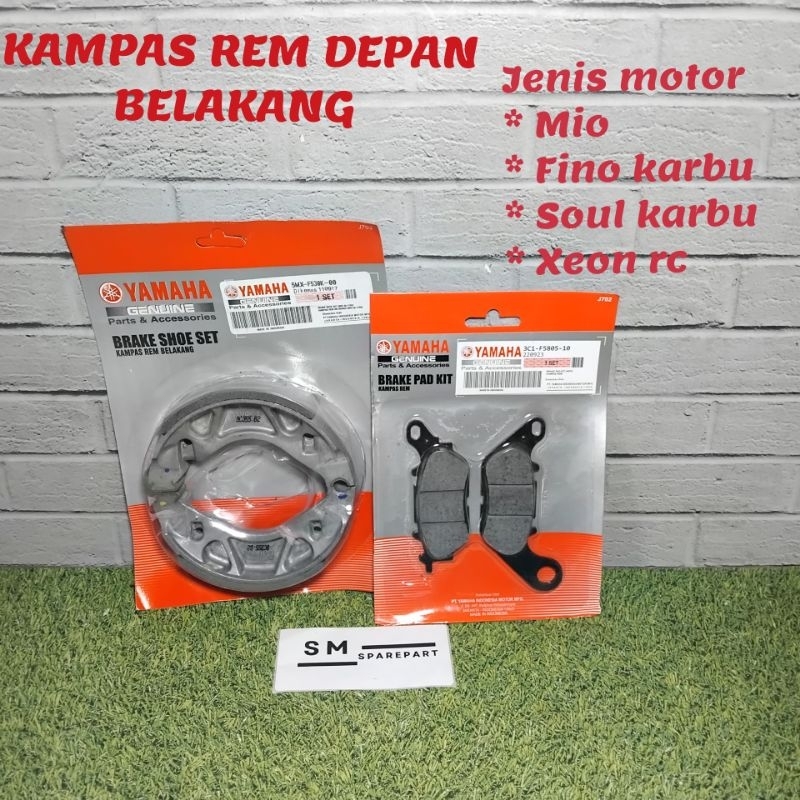 kampas rem depan belakang yamaha mio fino karbu xeon lama xeon rc mio soul karbu
