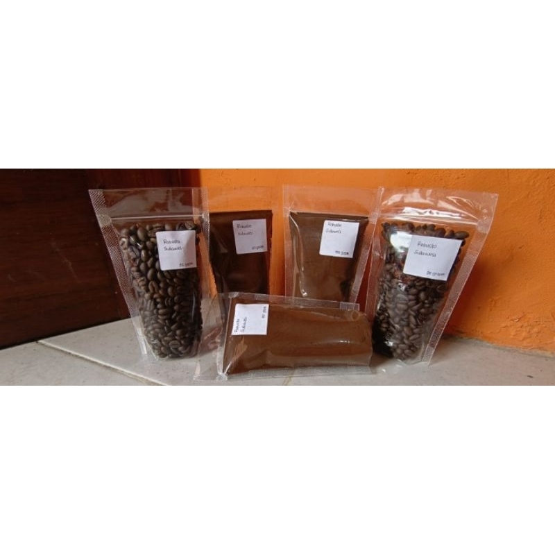 

Kopi Robusta Sulawesi bijian dan Bubuk kemasan 100 gram