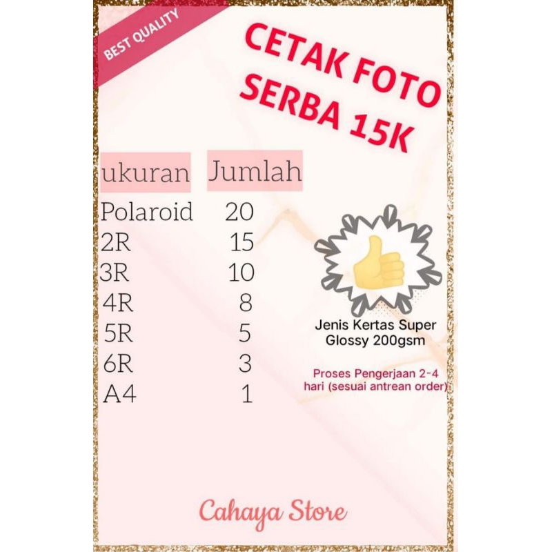 CETAK FOTO SERBA 15K/FOTO POLAROID/FOTO 2R,3R,4R,5R,6R,A4
