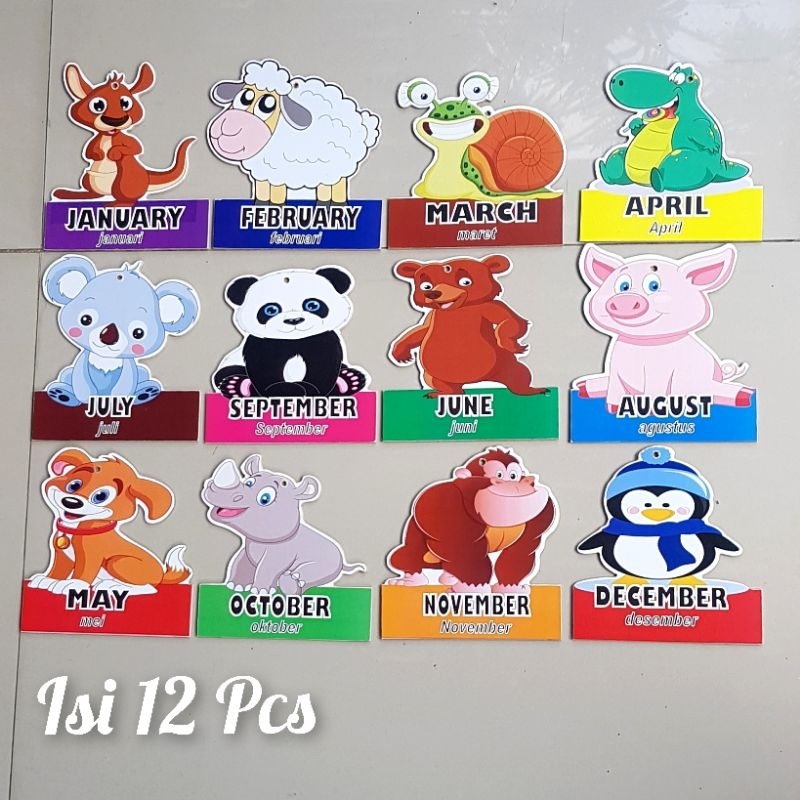 Hiasan Dinding Nama Bulan,Nama Bulan,Hiasan Kelas,Hiasan Dinding,Peraga Hewan