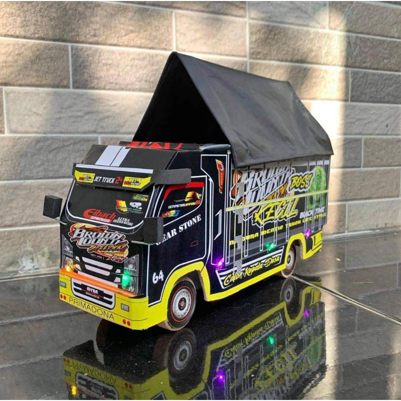 PROMO MAINAN ANAK TRUK OLENG KAYU REMOT CONTROL LAMPU TERPAL BOS KECIL HITAM TERLARIS/TERMURAH