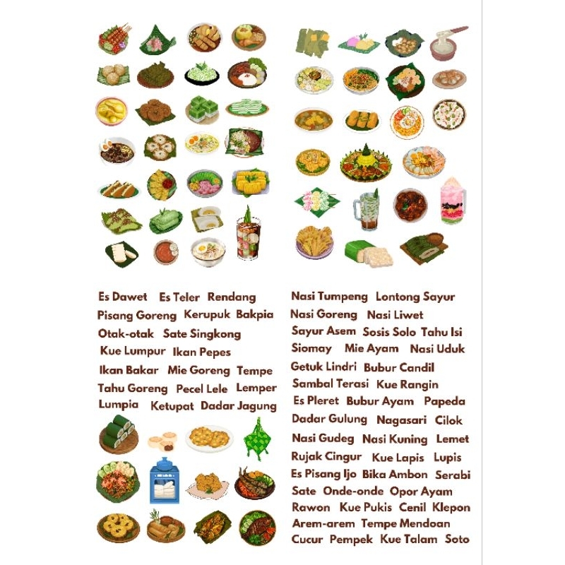 

stiker mainan anak makanan tradisional