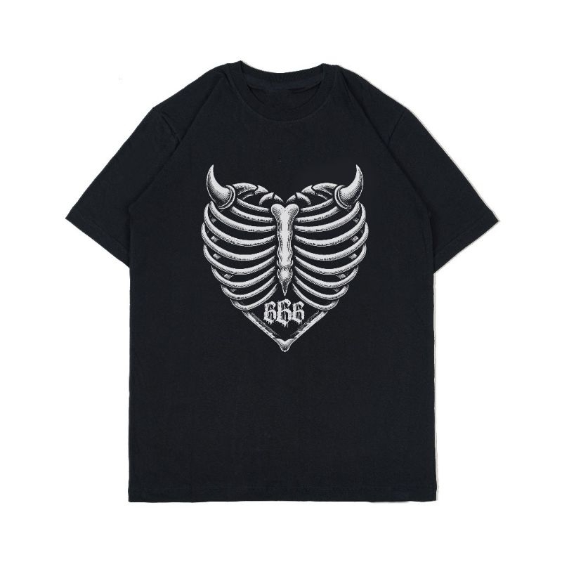 KAOS SATANIC 666 HEART TSHIRT MUSIK METAL UNISEX PRIA WANITA~FREESTICKER