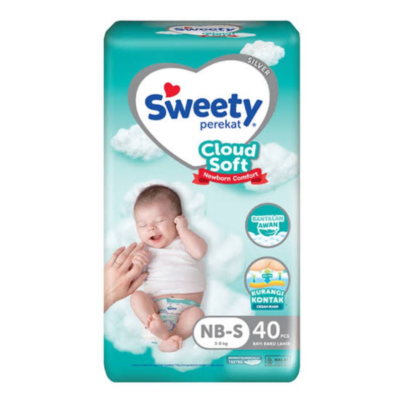 Pampers Sweety Silver Perekat Newborn NB-S 40 Pcs | Popok Bayi Baru Lahir 3-8kg