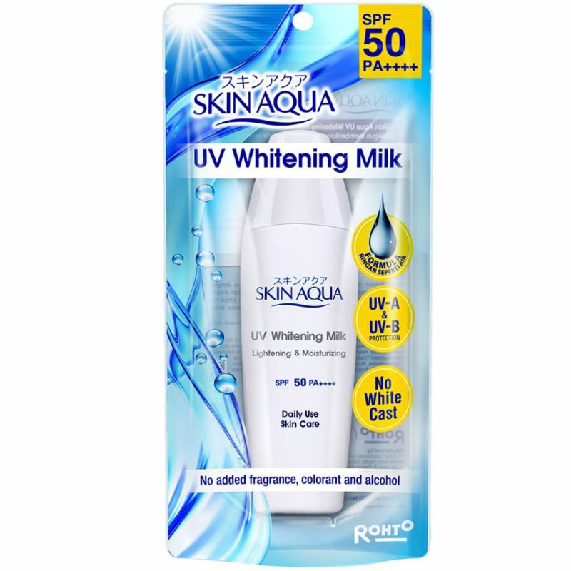 (COD) SKIN AQUA UV SUNSCREEN WHITENING MILK SPF 50 | PINK | HIJAU | BIRU