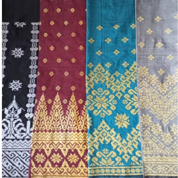 Kain Songket Melayu Riau | Tenun Siak | Kain Sarung Bapak | Kain Samping Katun Kristal Emas Gold