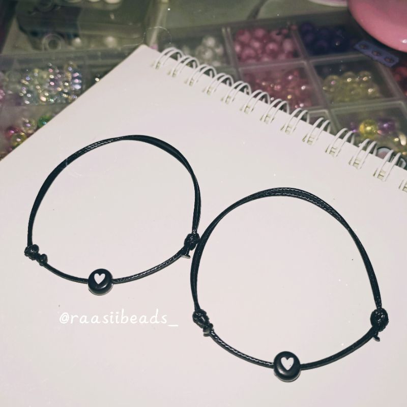 Gelang hitam couple love|gelang couple|gelang tali korea