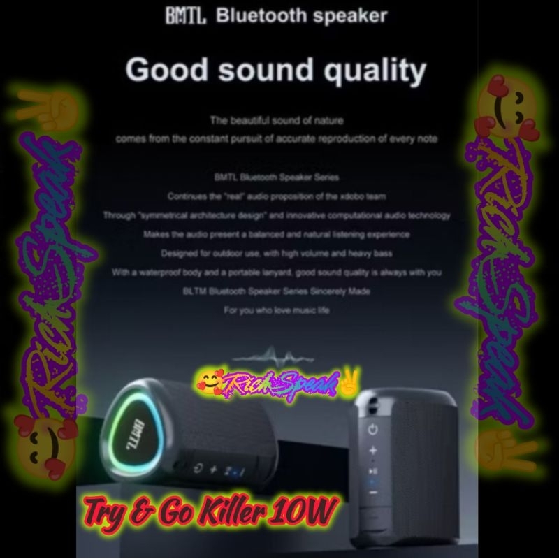 XDOBO BMTL TRY & GO KILLER 10W STRONG BASS WITH RGB LIGHT SHOW PORTABLE SPEAKER BLUETOOTH 5.3