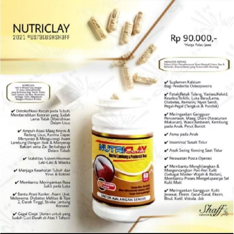 

NUTRICLAY ZEEIDA HERBAL LAMBUNG GERD MAAG PEMBERSIH USUS 60 KAPSUL