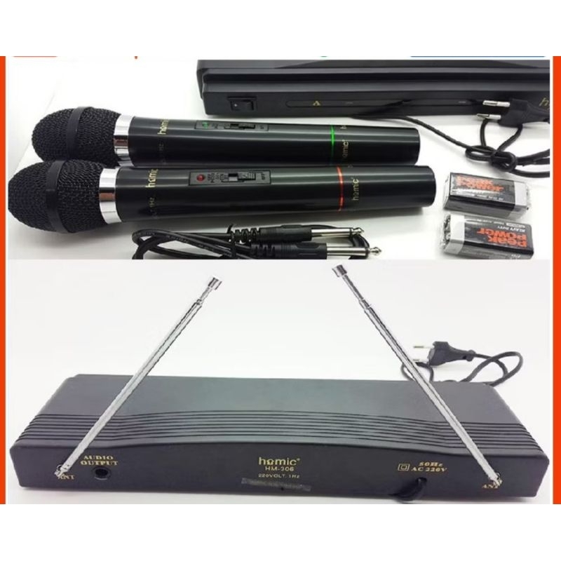Mic Wireless Homic HM-306 Microphone Double Mic