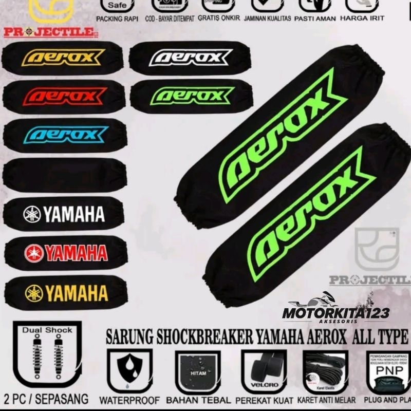 Sarung Cover Shockbreaker Belakang  Motor Yamaha Aerox Aksesoris Cover Sarung shock breaker sok beke
