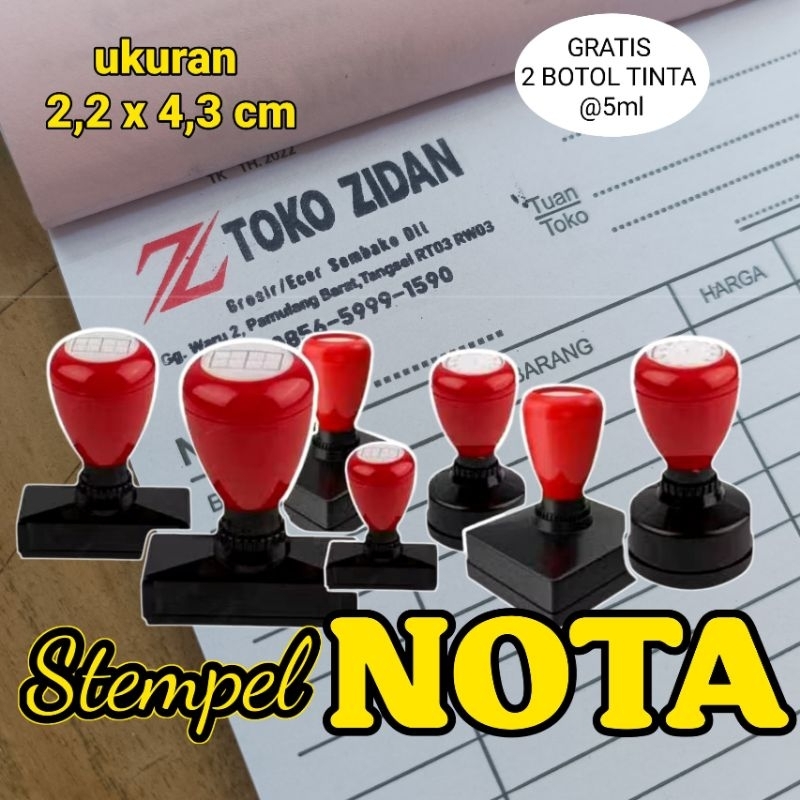 

stempel nota ukuran 2,3x4,3 cm, bisa 2 warna