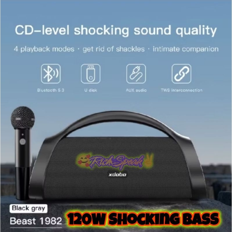 XDOBO BEAST 1982 120W RMS DEEP BASS OUTDOOR INDOOR KARAOKE