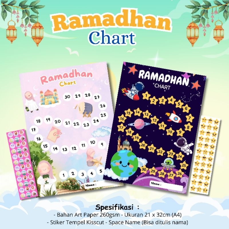

RAMDHAN CHART DAN STIKER / Ramadhan Chart dan Stiker untuk Anak Berpuasa dengan 40 Stiker Apresiasi