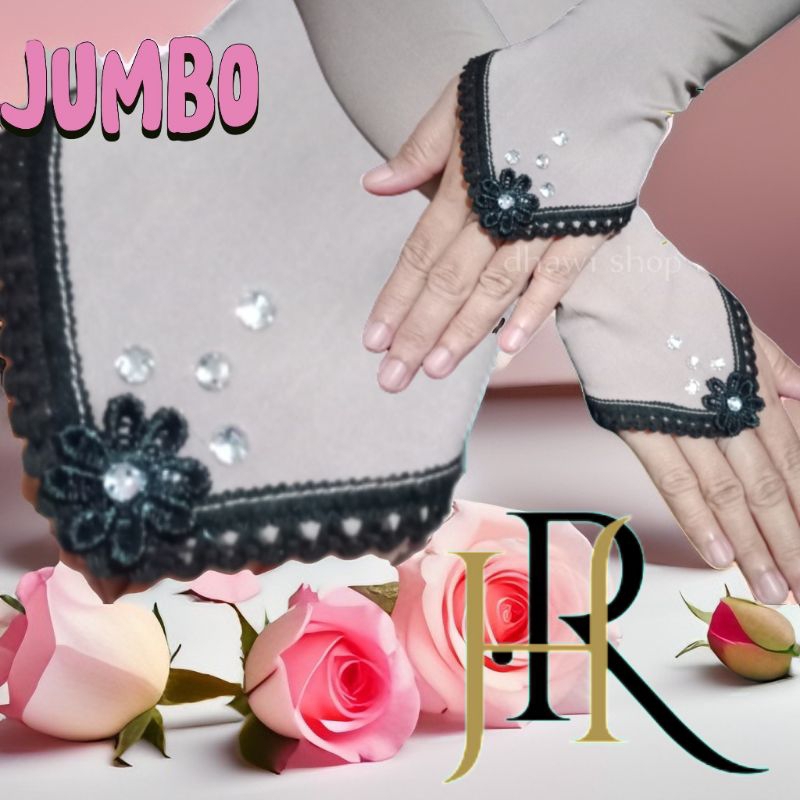HANDSOCK TANGAN RENDA BUNGA MUTIARA JUMBO/MANSET RENDA RAYON JUMBO  HERA OL SHOP