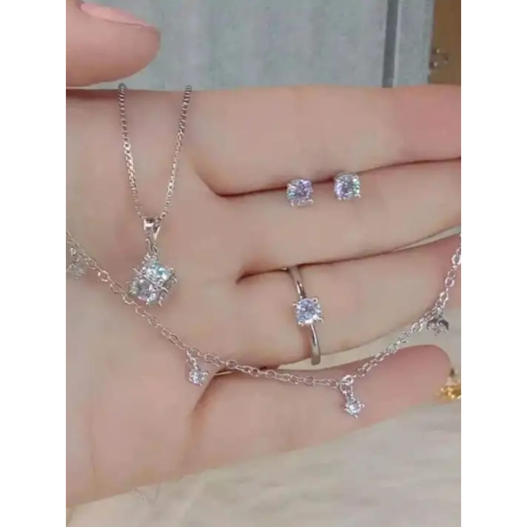 Set Perhiasan Dewasa Perak Kombinasi Titanium Premium Anti Karat