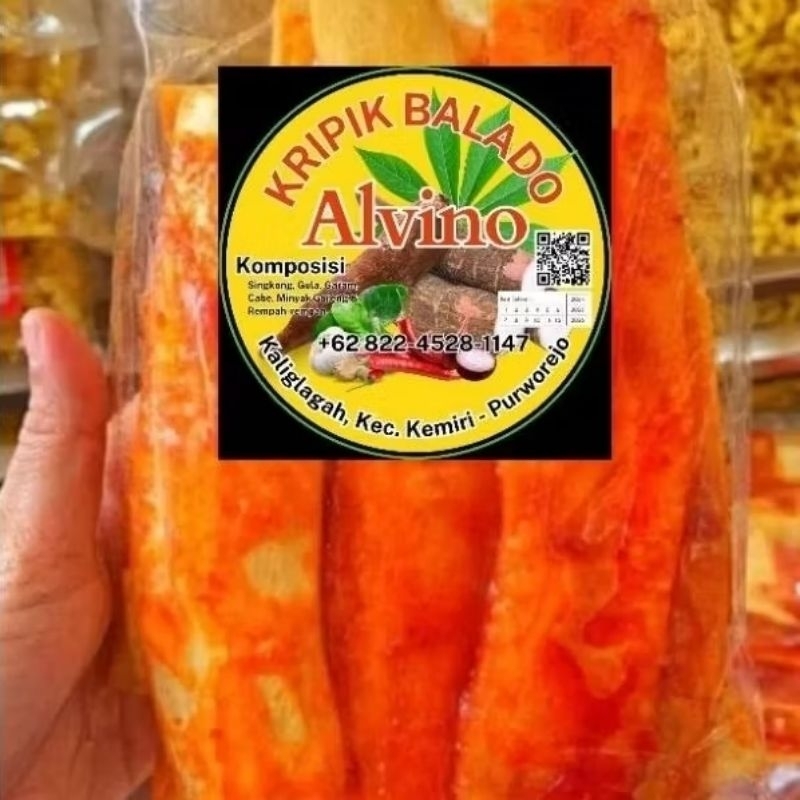 

Kripik Balado Alvino 500gr keripik singkong sanjai Padang pedas manis gurih