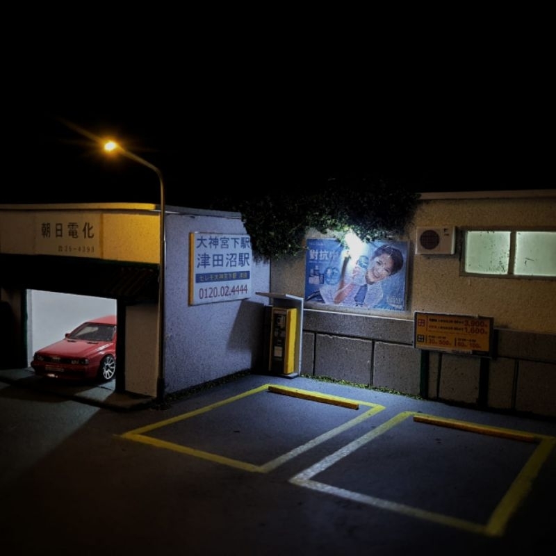 diorama garasi bengkel jepang skala 1:64