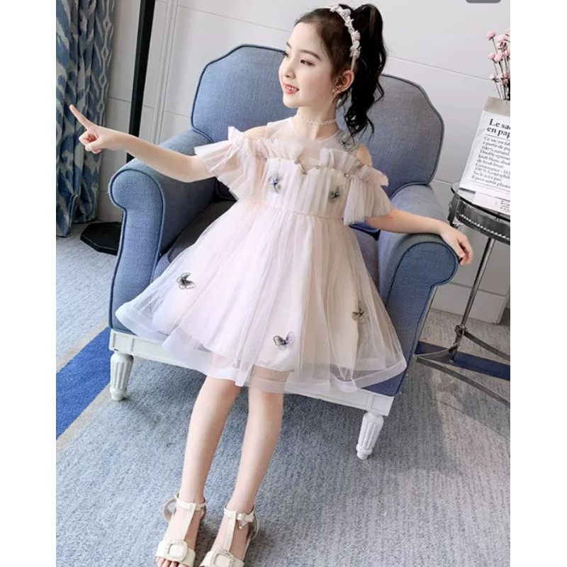 DRES ANAK TUTU KUPU 3D MEWAH. 110,130,150