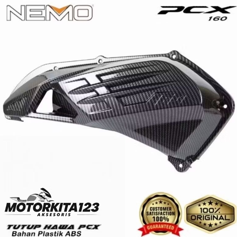 Cover Carbon NEMO Tutup Filter Hawa Motor Honda PCX New 160 ABS / non Abs tahun 2021 2022 2023 2024 