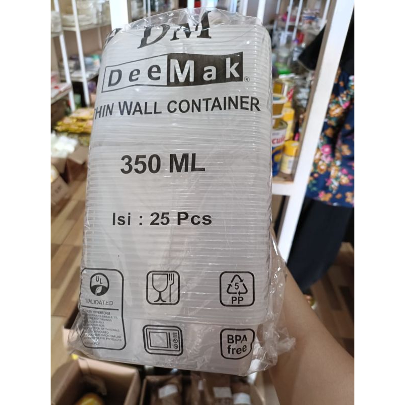 THINWALL KOTAK 350ML REC FOOD CONTAINER/THINWALL PERSEGI PANJANG/THINWALL RECTANGLE ISI 25 PCS