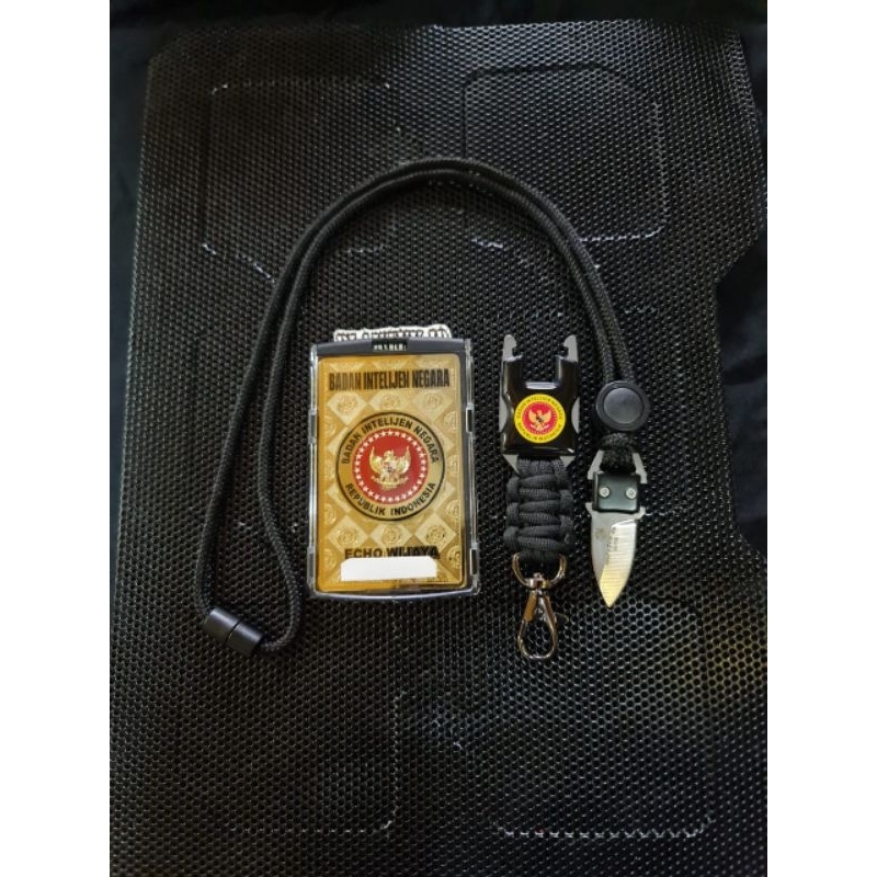 

Plat ID Card Costum Logo Badan Intelejen Negara + Lanyard Model Tactical