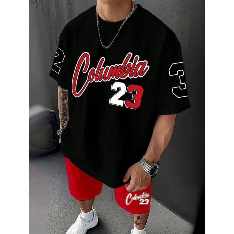 Kaos Columbia 23 Big Size 6XL 5XL 4XL 3XL 2XL XL L M S Kaos Korean style Casual Harajuku HIP HOP Bah