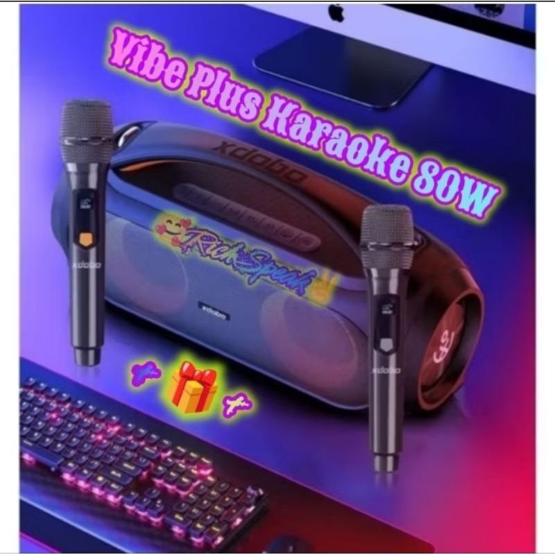 XDOBO VIBE PLUS KARAOKE 80W RMS DEEP BASS SOUL LEADER WITH RGB LIGHT SHOW PORTABLE SPEAKER BLUETOOTH