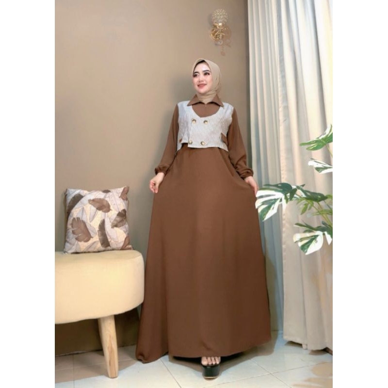 Gamis Crinkel Premium Yumna Rompi Vest Crinkel Airflow Mix Polycotton Premium Gamis Remaja Gamis Cri