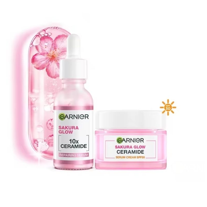 garnier cream serum sakura glow paket serum garnier serum & cream (serum 30ml & cream 50ml)