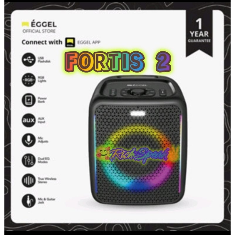 EGGEL FORTIS 2 PARTY PORTABLE SPEAKER BLUETOOTH WITH AMAZING RGB LIGHTS SHOW