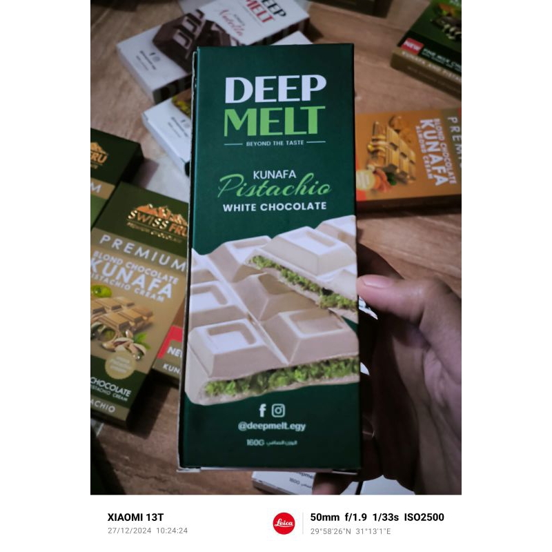 

Coklat Dubai Deep Melt Kunafa Pistachio white chocolate 160gr