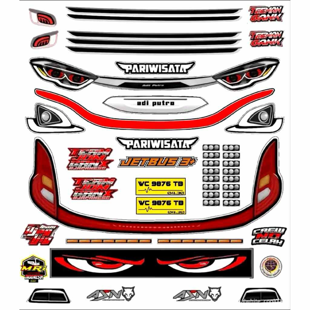 Stiker headlamp miniatur bus lampu Jb3 / Bus RKC