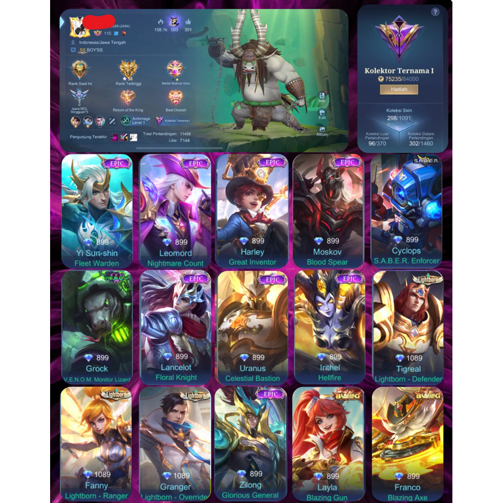 AKUN ML SKIN THAMUZ KUNGFU PANDA