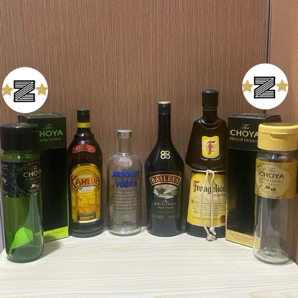 Botol Bekas Miras ORI Merk Bervariasi Botol Baileys Choyaa Botol Miras Import Botol Bekas Minuman
