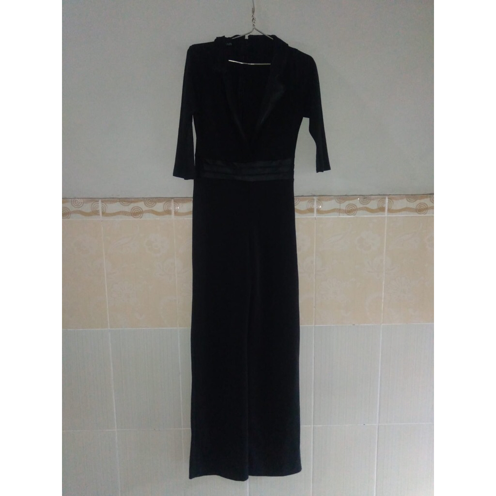 Terusan Overall Baju Celana Lengan 3/4 Warna Hitam Polos Merek Balmain Paris